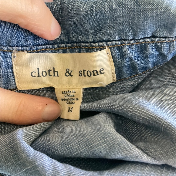 Anthropologie Cloth & Stone Chambray Button Down denim western boho summer layer - Picture 6 of 16